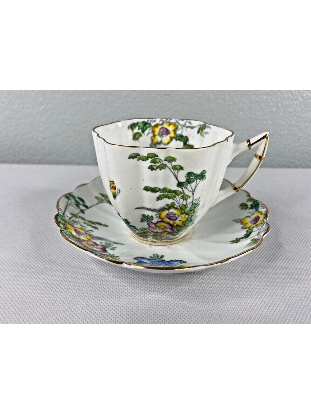 Victoria C&E Tea Cup & Saucer Butter Floral Bridge
